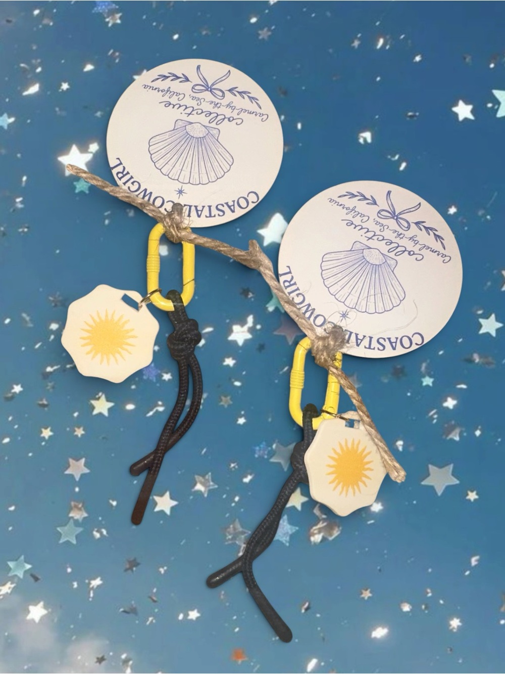 Coastal Cowgirl Sun Charm Keychain - Yellow & Black